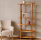 Natural solid wood bookcase . Storage furniture