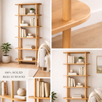 Natural solid wood bookcase . Storage furniture