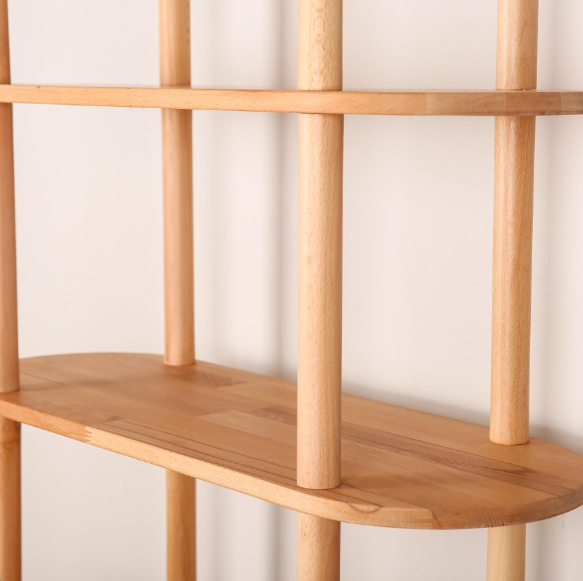 Natural solid wood bookcase . Storage furniture