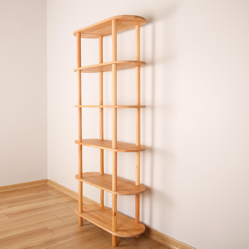 Natural solid wood bookcase . Storage furniture
