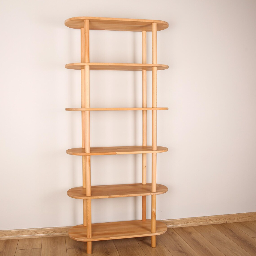 Natural solid wood bookcase . Storage furniture