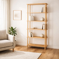 Natural solid wood bookcase . Freestanding Room Divider, Scandinavian Minimalist Bookcase