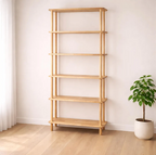 Natural solid wood bookcase . Freestanding Room Divider, Scandinavian Minimalist Bookcase