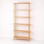 Natural solid wood bookcase . Freestanding Room Divider, Scandinavian Minimalist Bookcase