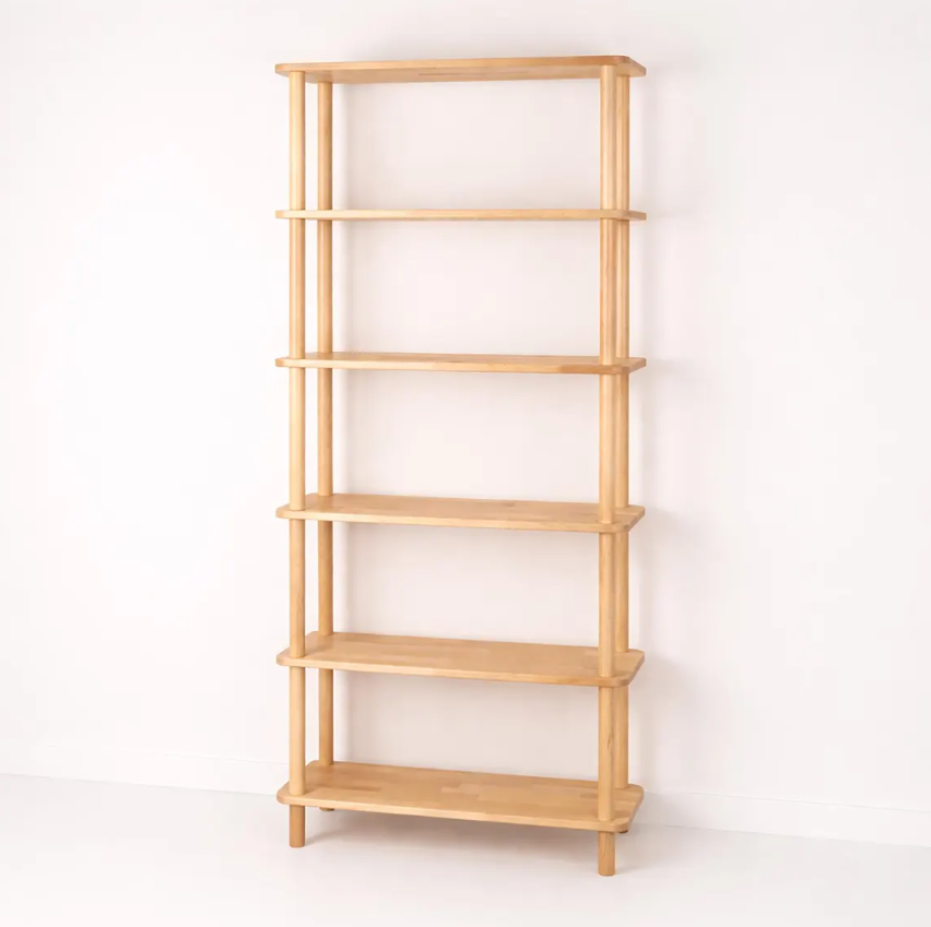 Natural solid wood bookcase . Freestanding Room Divider, Scandinavian Minimalist Bookcase