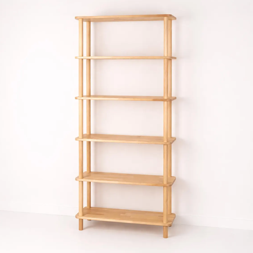 Natural solid wood bookcase . Freestanding Room Divider, Scandinavian Minimalist Bookcase