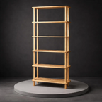Natural solid wood bookcase . Freestanding Room Divider, Scandinavian Minimalist Bookcase