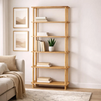 Natural solid wood bookcase . Freestanding Room Divider, Scandinavian Minimalist Bookcase