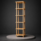 Solid Wood Corner Bookshelf . Tall Narrow Minimalist Bookcase . Small Space Vertical Storage Shelf