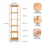 Solid Wood Corner Bookshelf . Tall Narrow Minimalist Bookcase . Small Space Vertical Storage Shelf