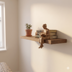 Solid Pine Wood Floating Shelf, Rustic Farmhouse Wall Decor, Non-Toxic Finish