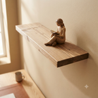 Solid Pine Wood Floating Shelf, Rustic Farmhouse Wall Decor, Non-Toxic Finish